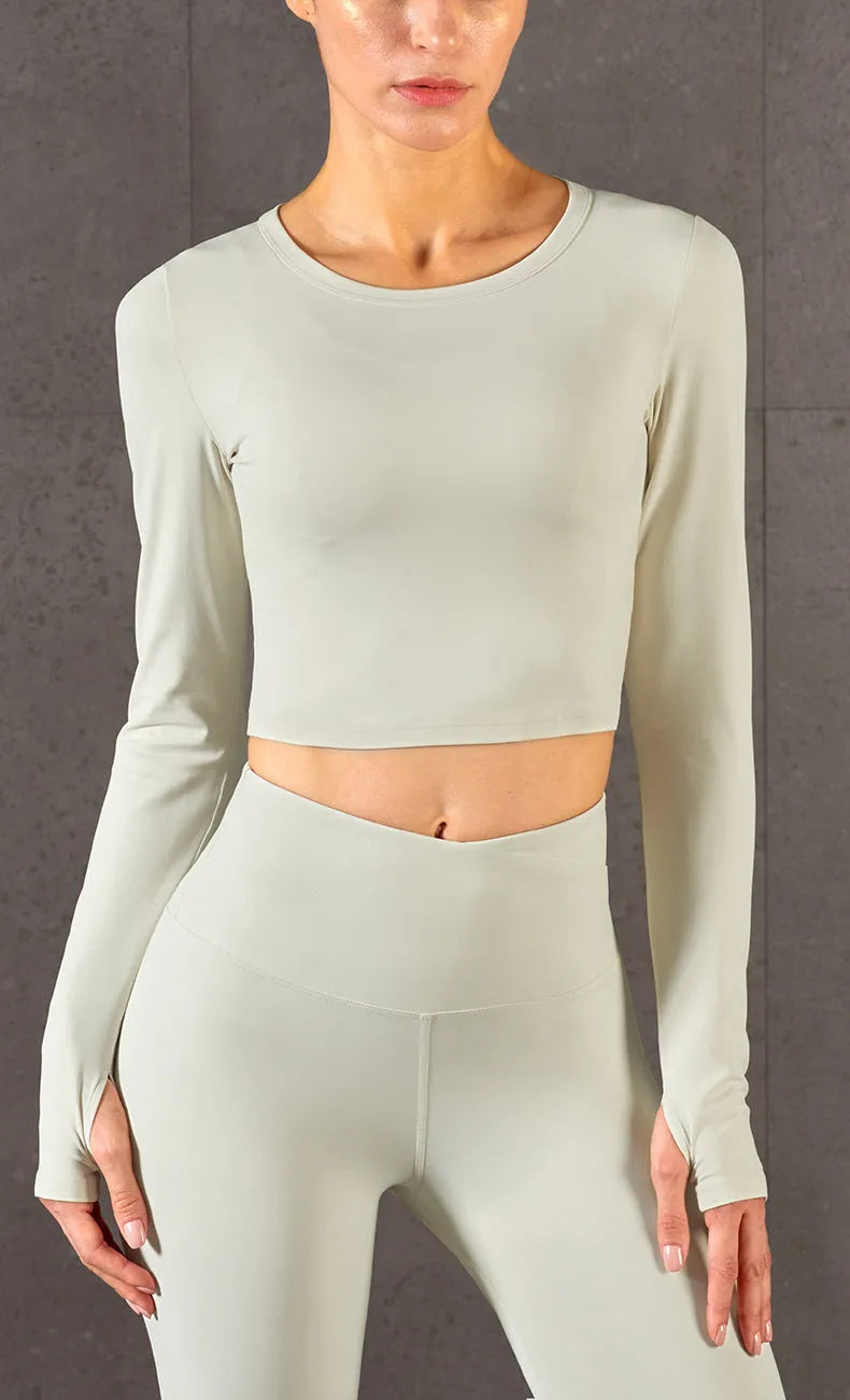High-elastic Tight-fitting Slim Finger Sleeves Waist-length Fitness Long Sleeves - Bellarte Enchanté High-elastic Tight-fitting Slim Finger Sleeves Waist-length Fitness Long Sleeves